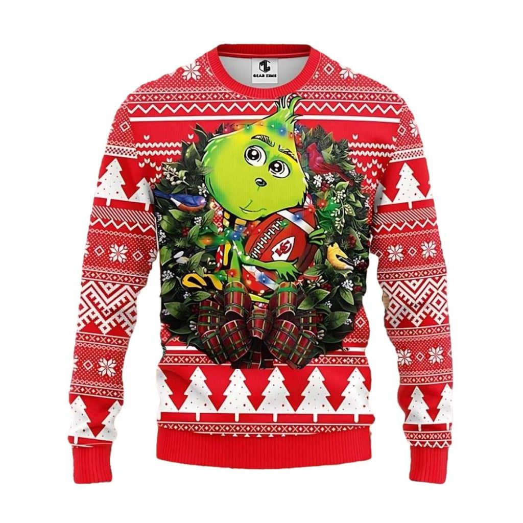 Kansas City Chiefs Grinch Hug Ugly Christmas Sweater