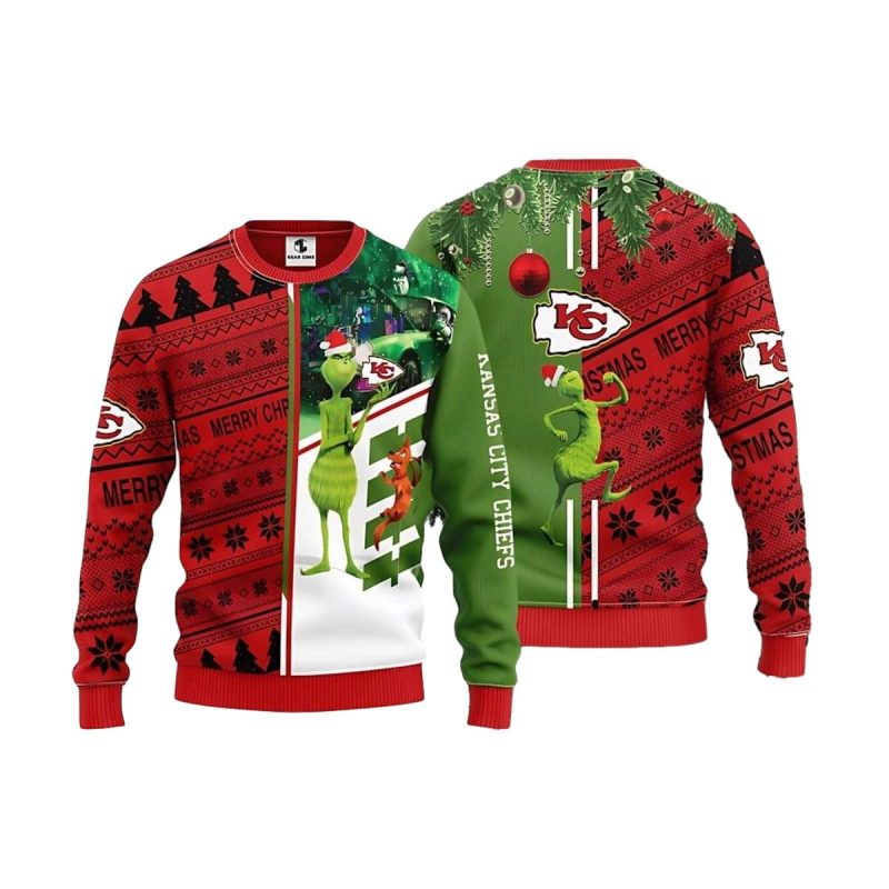 Kansas City Chiefs Grinch Scooby Doo Ugly Christmas Sweater