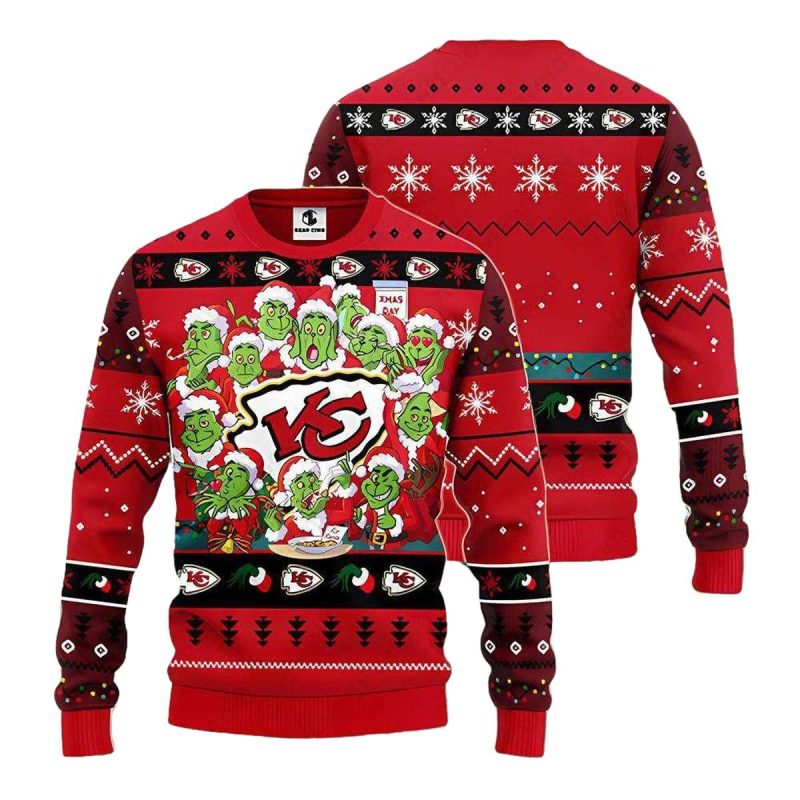Kansas City Chiefs Grinch Xmas Party Nfl Ugly Christmas Sweater