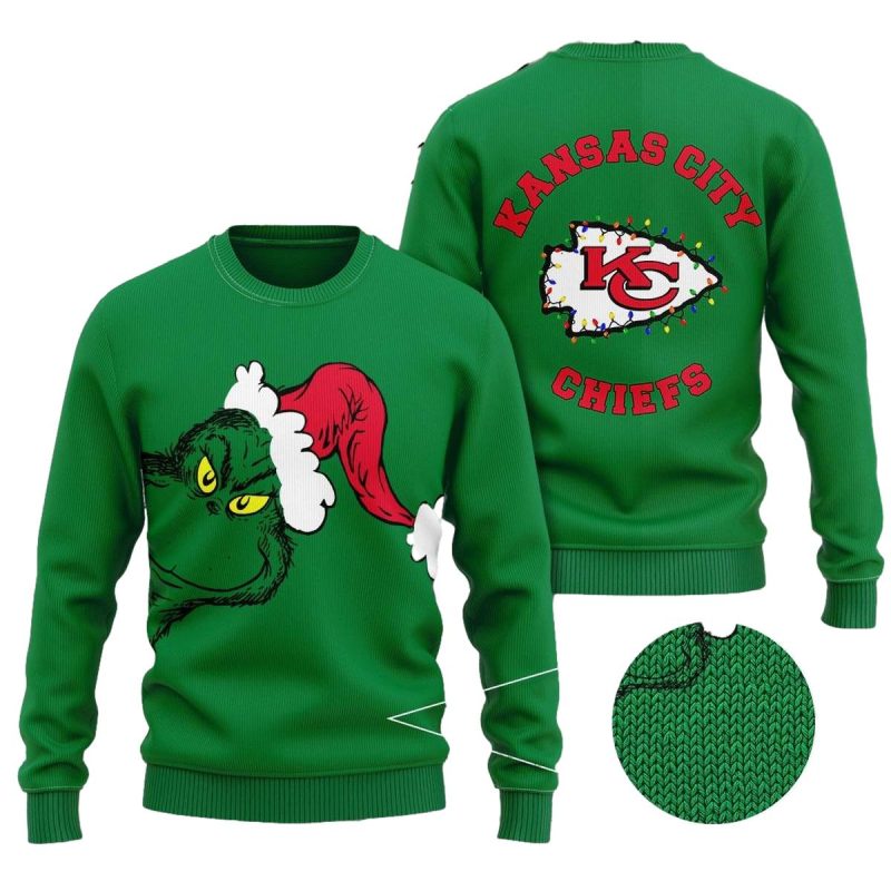 Kansas City Chiefs Grinchmas Mischief Ugly Christmas Sweater