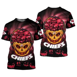 Kansas City Chiefs Halloween Pumpkin Skull AOP Shirt