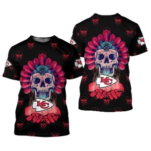 Kansas City Chiefs Halloween Skull Black AOP Shirt
