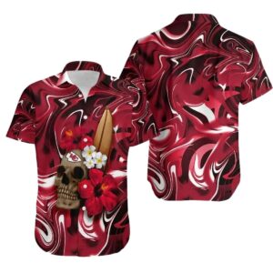Kansas City Chiefs Skull Flower Graphic Hawaiian Shirt – Unisex Aloha Tee
