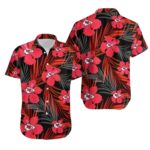 Kansas City Chiefs Red Hibiscus Palm Leaves Graphic Hawaiian Shirt - Unisex