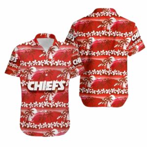 Kansas City Chiefs Graphic Hawaiian Shirt with Flower & Coconut Tree – Unisex