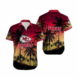 Kansas City Chiefs Graphic Hawaiian Shirt with Palm Tree Sunset – Unisex