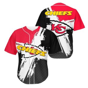 Kansas City Chiefs Hexagon Brushstroke 3D Baseball Jersey