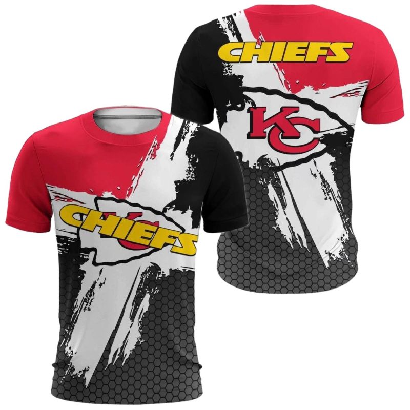 Kansas City Chiefs Hexagon Brushstroke 3D Shirt