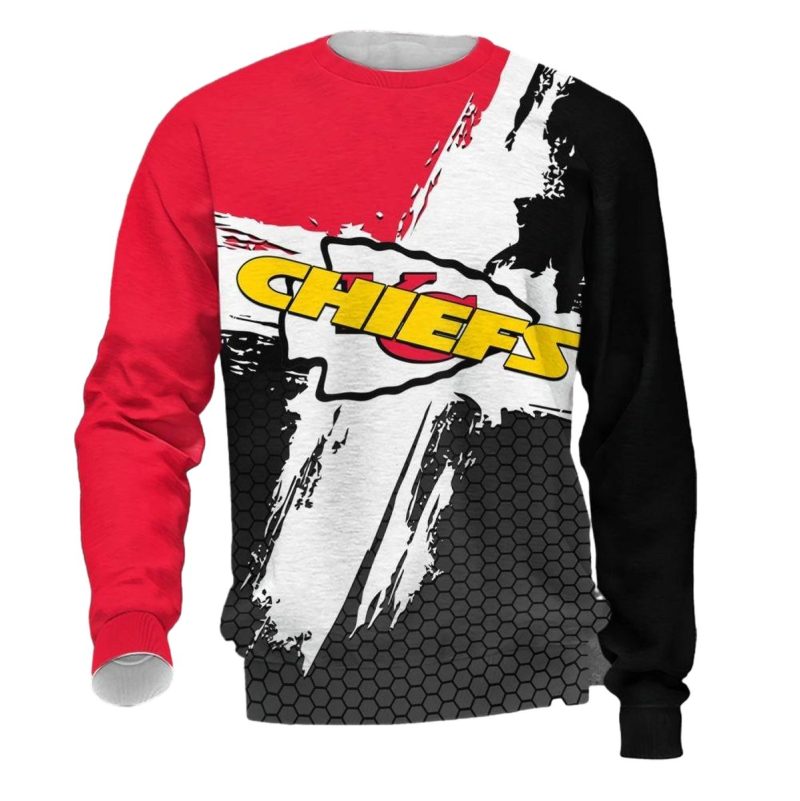 Kansas City Chiefs Hexagon Brushstroke 3D Sweatshirt