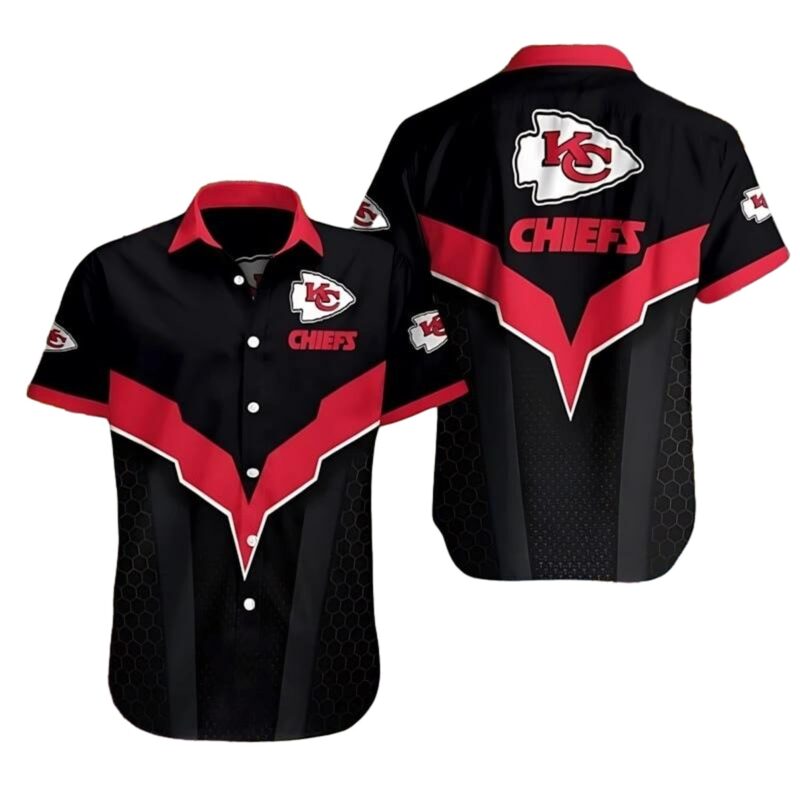 Kansas City Chiefs Hexagon Chevron Hawaiian Shirt