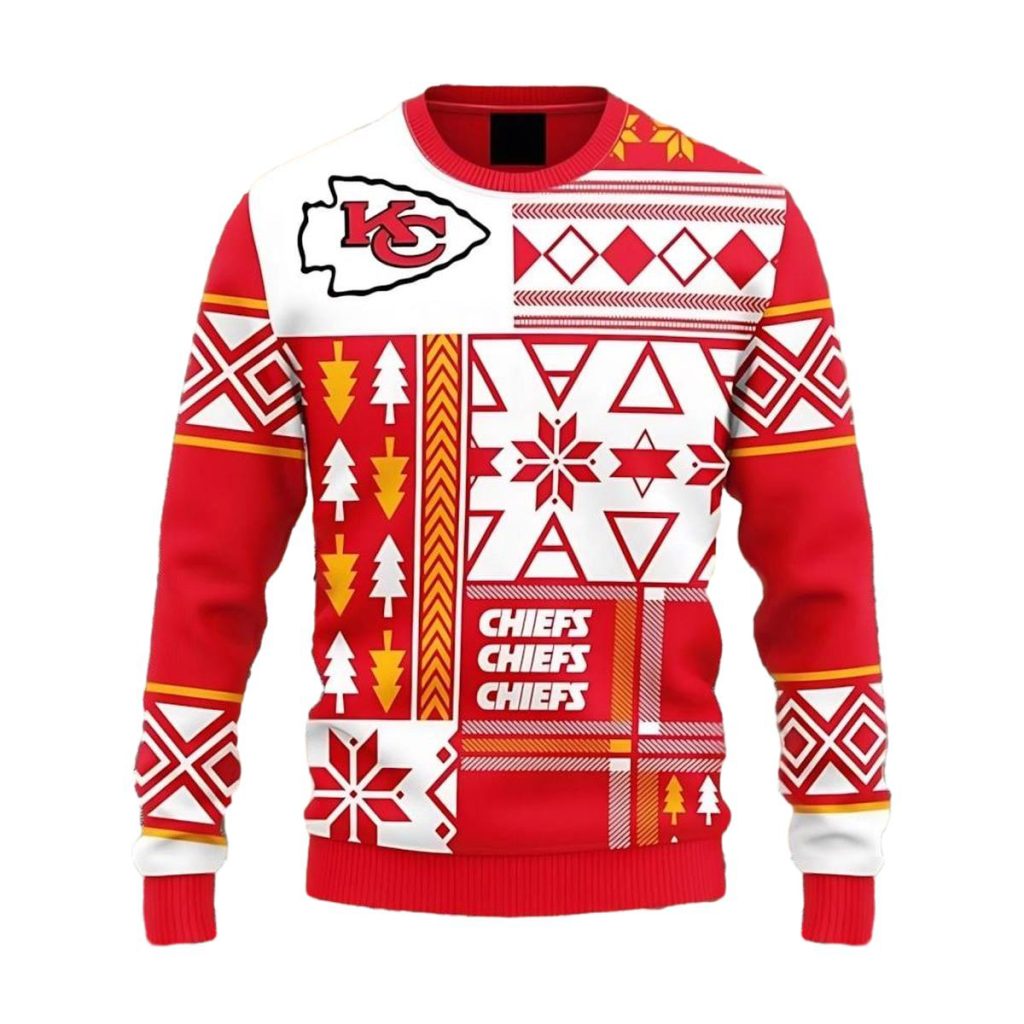 Kansas City Chiefs Holiday Geometry Ugly Christmas Sweater