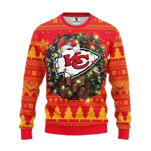 Kansas City Chiefs Holiday Wreath Ugly Sweater