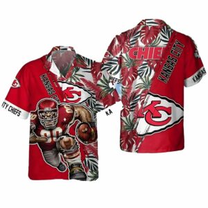 Kansas City Chiefs Graphic Palm Leaves Hawaiian Shirt – Unisex Aloha Tee