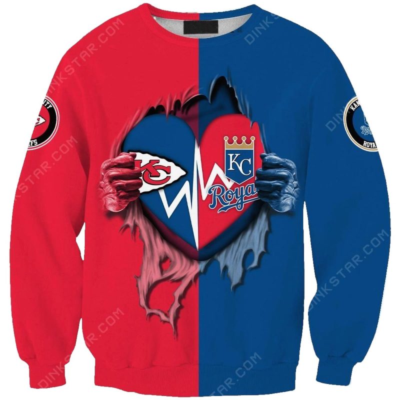 Kansas City Chiefs Kansas City Royals All Over Print 3D Sweatshirt Th1382 Sk89056848 90Kc1
