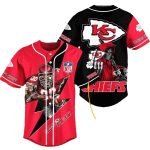 Personalized Kansas City Chiefs Lightning Strike Mascot And Death Baseball Jersey