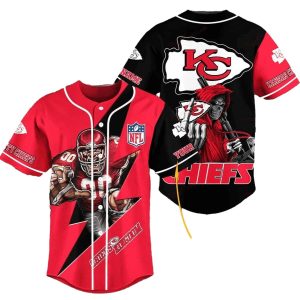 Personalized Kansas City Chiefs Lightning Strike Mascot And Death Baseball Jersey