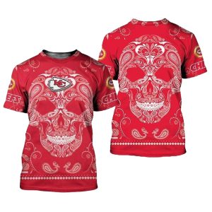 Kansas City Chiefs Bandana Skull Tattoo Red AOP Shirt