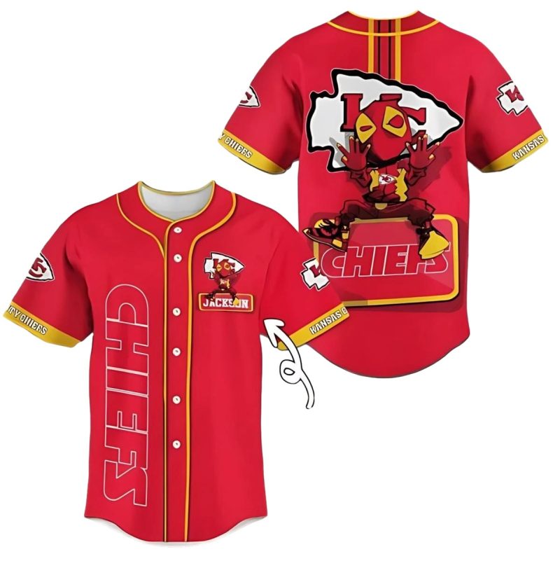 Kansas City Chiefs Mascot Red Personalized Baseball Jersey