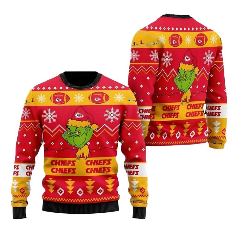 Kansas City Chiefs Merry Grinchmas Ugly Christmas Sweater