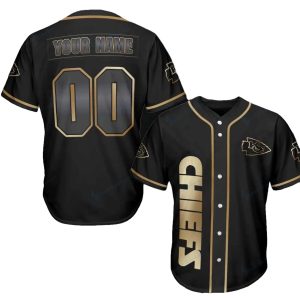 Personalized Kansas City Chiefs Midnight Gold Baseball Jersey