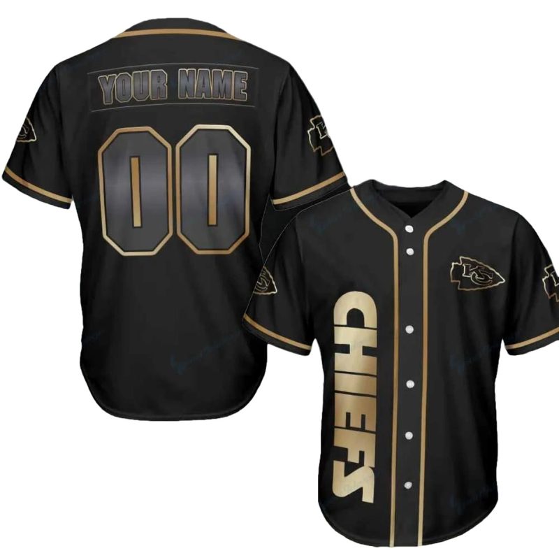 Kansas City Chiefs Midnight Gold Custom Baseball Jersey