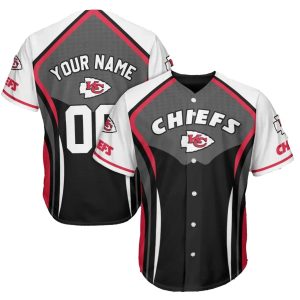 Personalized Kansas City Chiefs Modern Edge White And Black Baseball Jersey