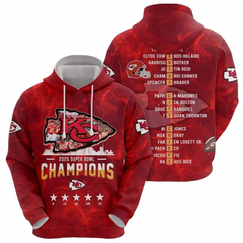 Kansas City Chiefs Name Players Super Bowl Champions Lix 2025 Red Hoodie.jpg