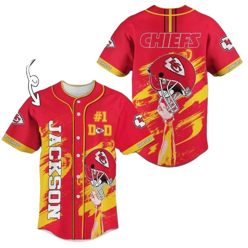 Kansas City Chiefs No1 Dad Personalized Name Baseball Jersey