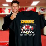 kansas city chiefs pacheco kelce mahomes andy reid walk in snow signatures 3 t shirt.jpg