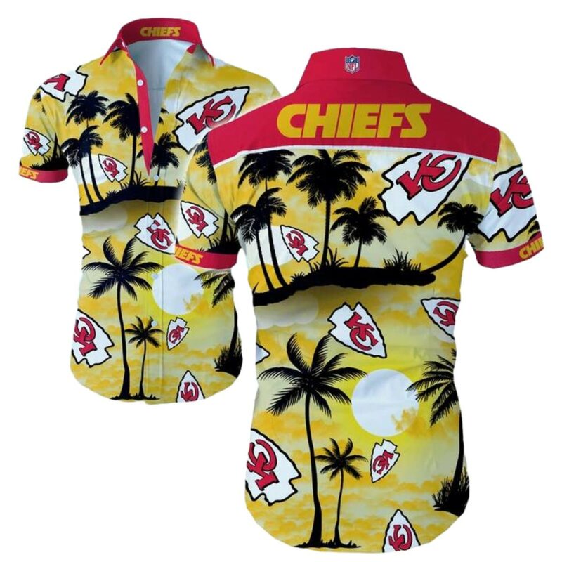 Kansas City Chiefs Palm Logo Sunset Hawaiian Shirt