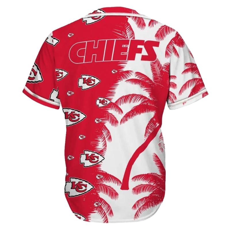 Kansas City Chiefs Palm Tree Pattern Baseball Jersey Back