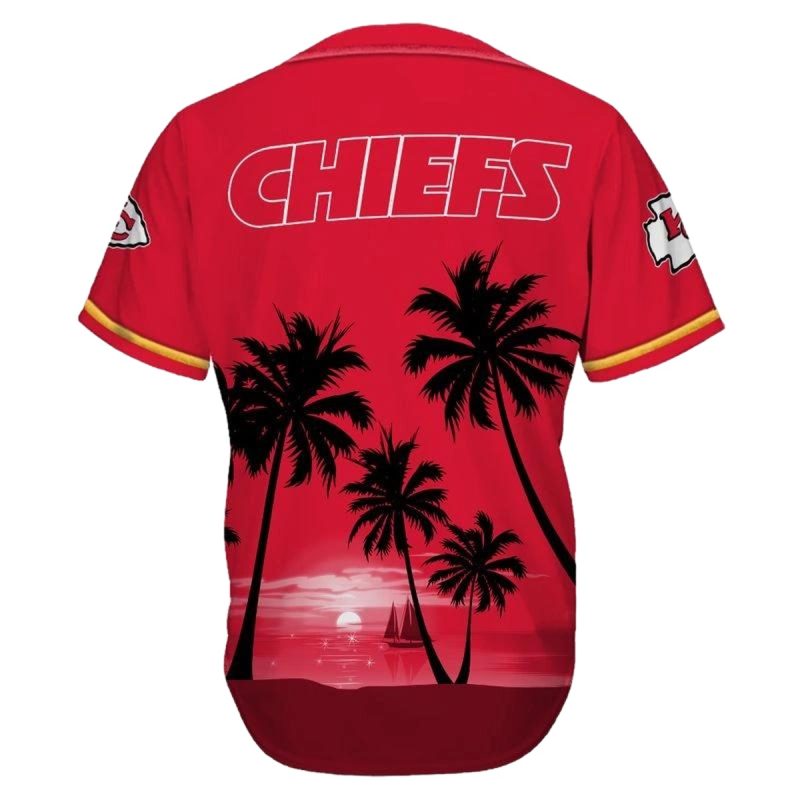Kansas City Chiefs Palm Tree Pattern Summer Collection Baseball Jersey Back