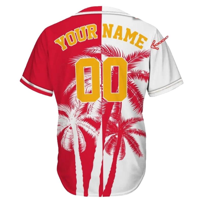 Kansas City Chiefs Palm Trees Personalized Pattern Baseball Jersey Back