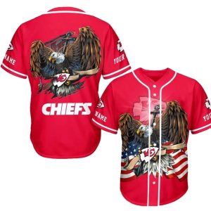 Personalized Kansas City Chiefs Patriotic Eagle Baseball Jersey