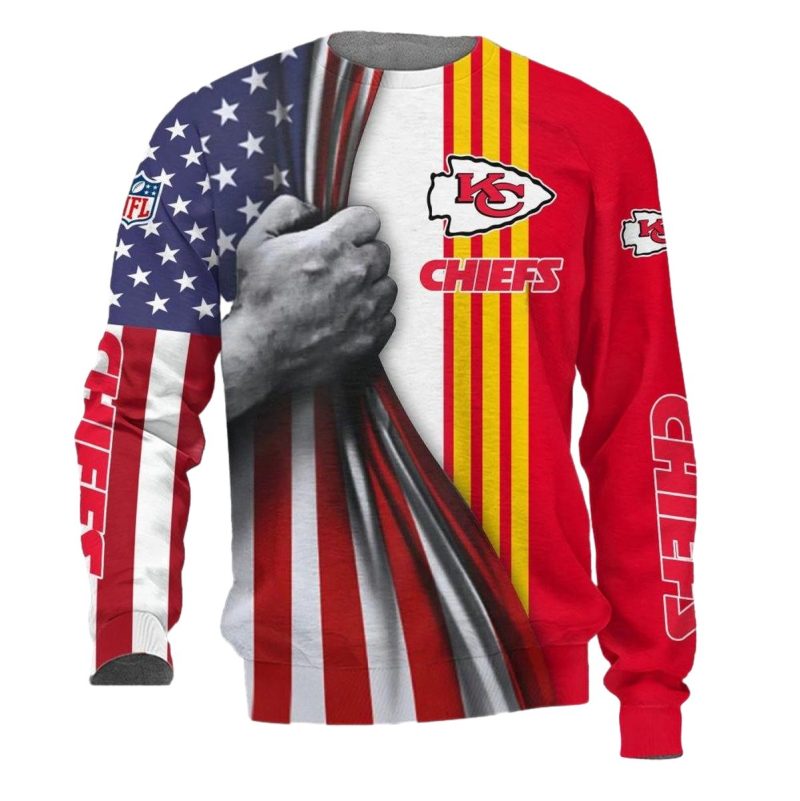 Kansas City Chiefs Patriotic Grip 3D Sweatshirt