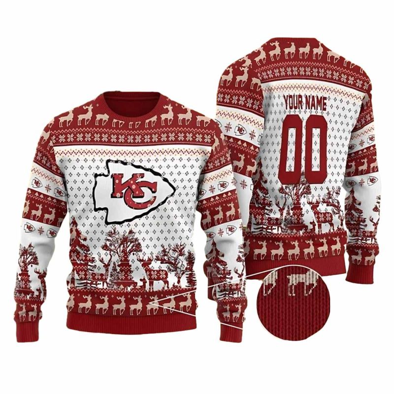 Kansas City Chiefs Personalized Reindee Ugly Christmas Sweater