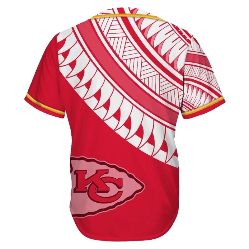 Kansas City Chiefs Polynesian Pattern Baseball Jersey Back