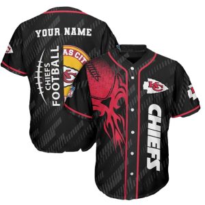 Personalized Kansas City Chiefs Red Skull Baseball Jersey