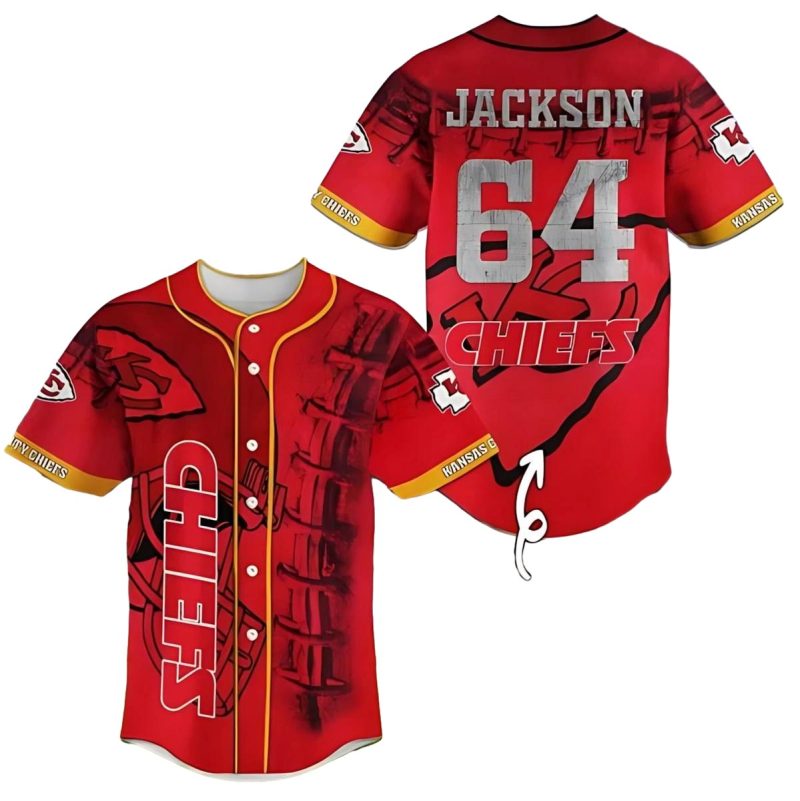 Kansas City Chiefs Red Trail Personalized Baseball Jersey