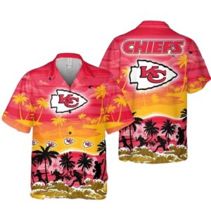 Kansas City Chiefs Red Tropical Sunset Graphic Hawaiian Shirt – Unisex