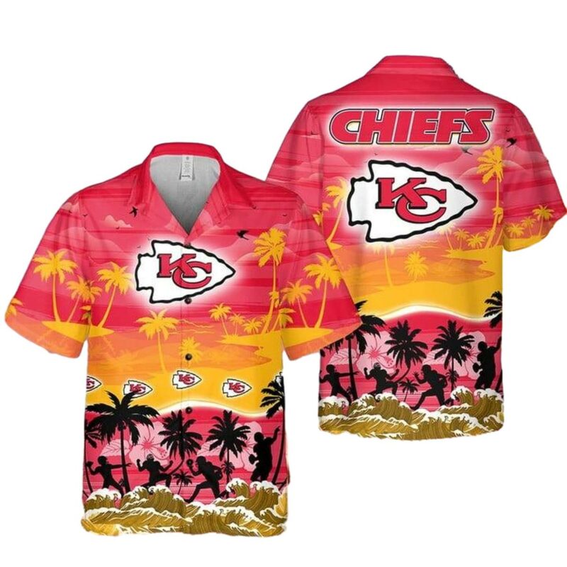 Kansas City Chiefs Red Tropical Sunset Beach Hawaiian Shirt