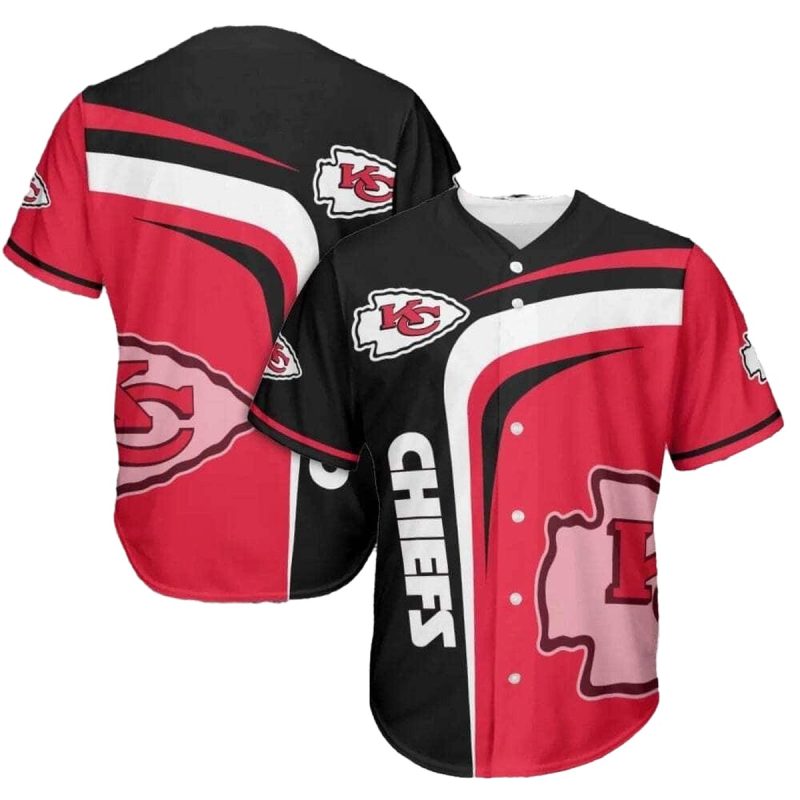 Kansas City Chiefs Red While And Black Baseball Jersey