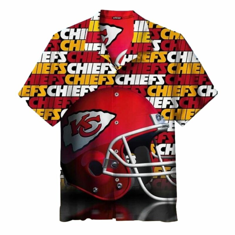 Kansas City Chiefs Repeat Text And Helmet Hawaiian Shirt