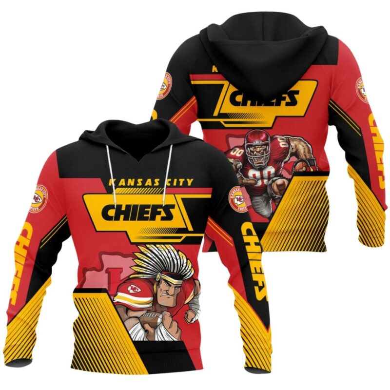 Kansas City Chiefs Retro Power Play Comic Mascot All Over Print Hoodie.jpg
