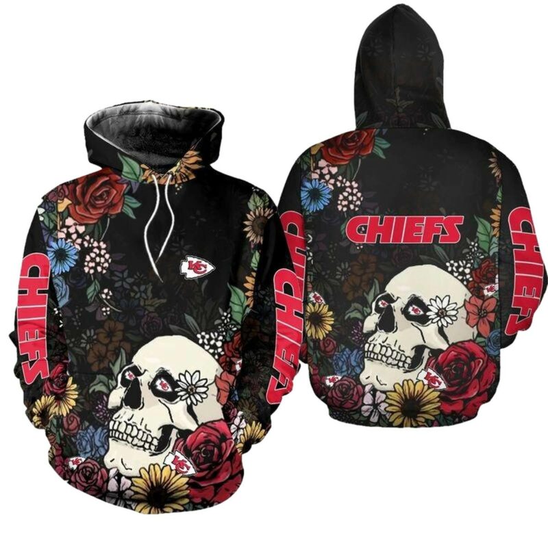 Kansas City Chiefs Skull And Flowers Hoodie Zip Up Hoodie New023010 533Vw.jpg