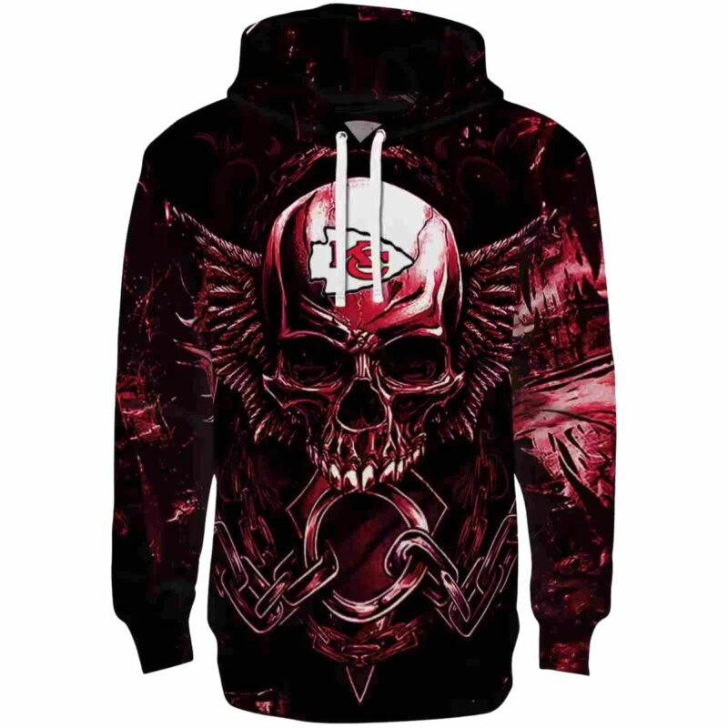 Kansas City Chiefs Skull Artwork Red Black Hoodie Best Selling.jpg