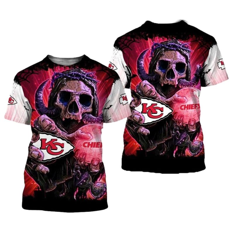 Kansas City Chiefs Skull Halloween Limited Edition Unisex T Shirts Nla0234106 T7O4B
