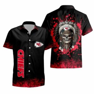 Kansas City Chiefs Skull Graphic Black Hawaiian Shirt – Unisex Gift