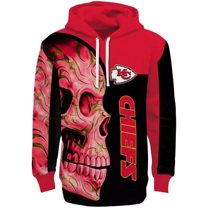 Kansas City Chiefs Skull Motif Red Black Hoodie Best Selling.jpg