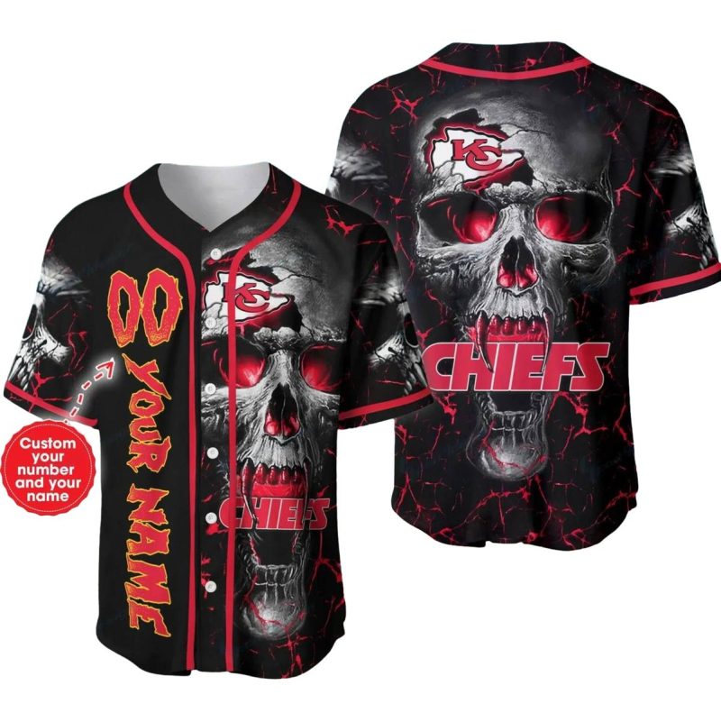 Kansas City Chiefs Skull Thunder Custom Baseball Jersey 1536X1536 1